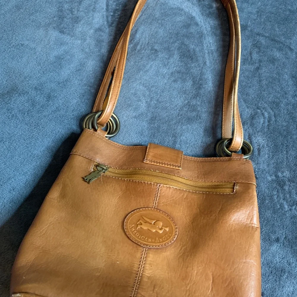 Vintage American Angel Tan Leather Shoulder Bag - Picture 2 of 10